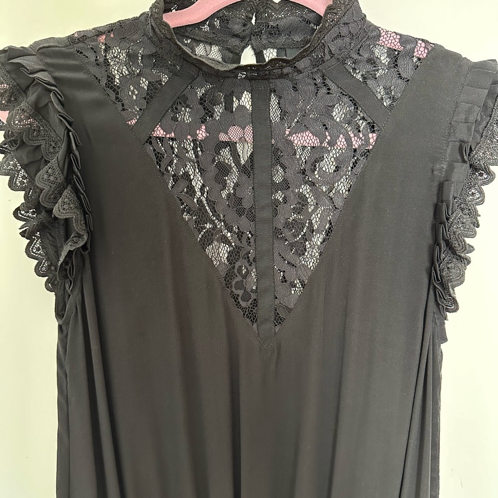 Ravn Silk Dress w/Lace Trim